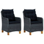 Garden Chair Set of 2 Dark Grey Round PE Rattan Standard