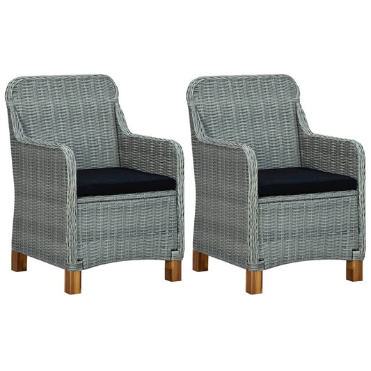 Garden Chair Set of 2 Light Grey Poly Rattan Medium