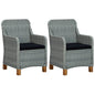 Garden Chair Set of 2 Light Grey Poly Rattan Medium