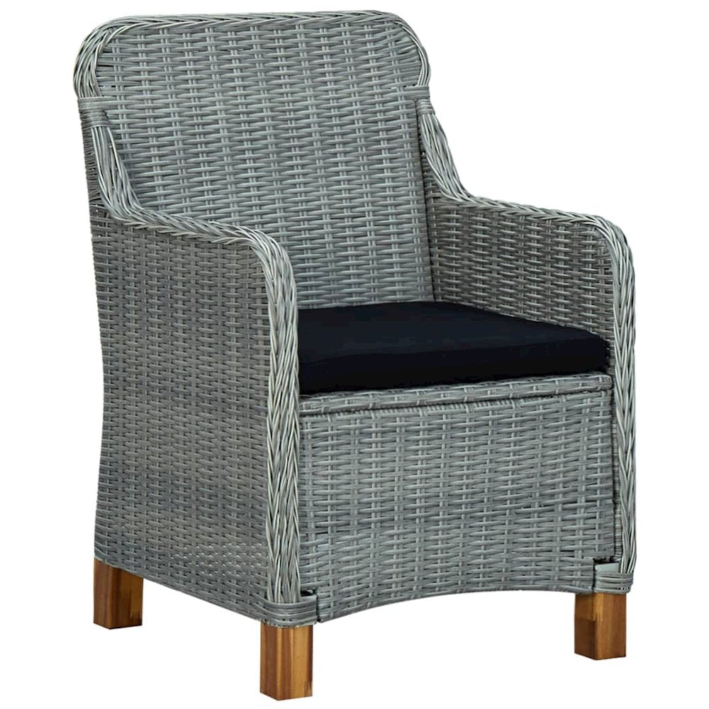 Garden Chair Set of 2 Light Grey Poly Rattan Medium