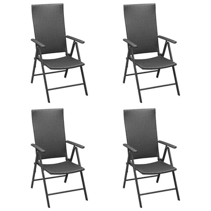 Garden Chair Set of 4 Black PE rattan, aluminum Medium Foldable
