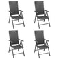Garden Chair Set of 4 Black PE rattan, aluminum Medium Foldable