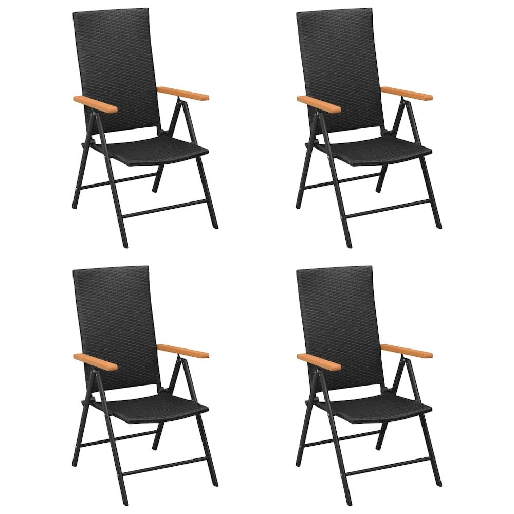 Garden Chair Set of 4 Black PE Rattan Standard Foldable