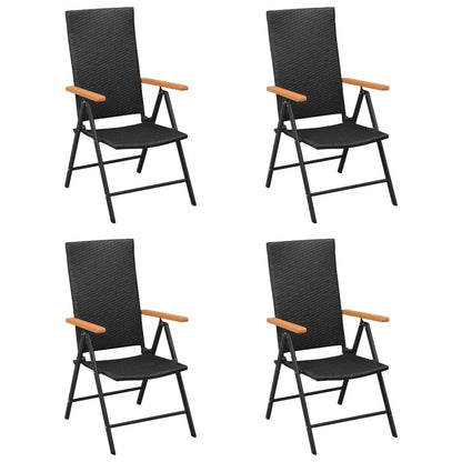 Garden Chair Set of 4 Black PE Rattan Standard Foldable