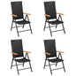 Garden Chair Set of 4 Black PE Rattan Standard Foldable