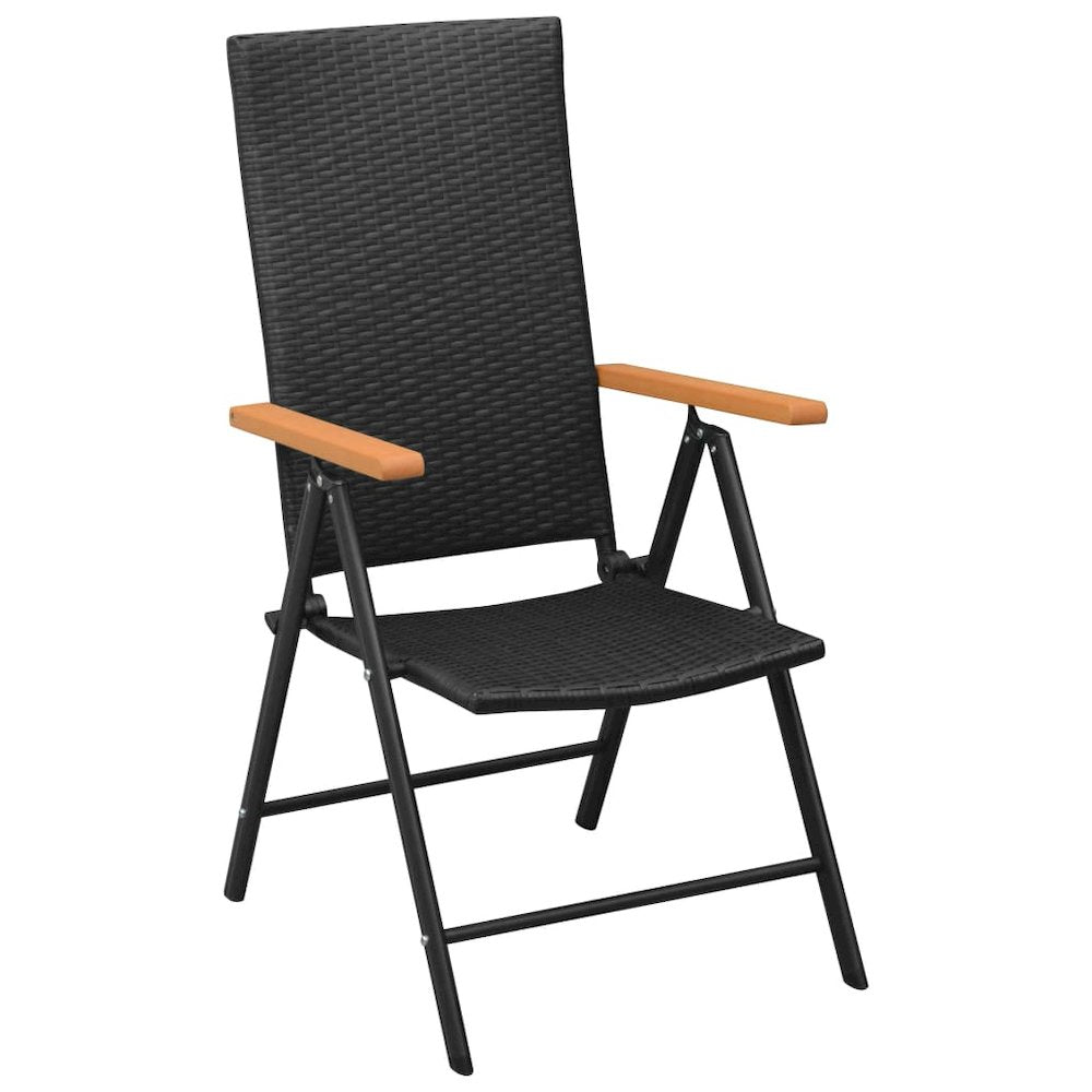Garden Chair Set of 4 Black PE Rattan Standard Foldable