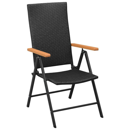 Garden Chair Set of 4 Black PE Rattan Standard Foldable