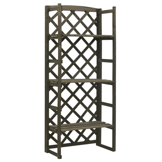 vidaXL Plant Stand with Trellis Gray 23.6"x11.8"x55.1" Solid Firwood, 314835
