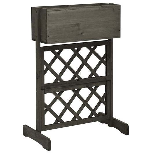vidaXL Garden Trellis Planter Gray 17.7"x11.8"x29.1" Solid Firwood, 314839