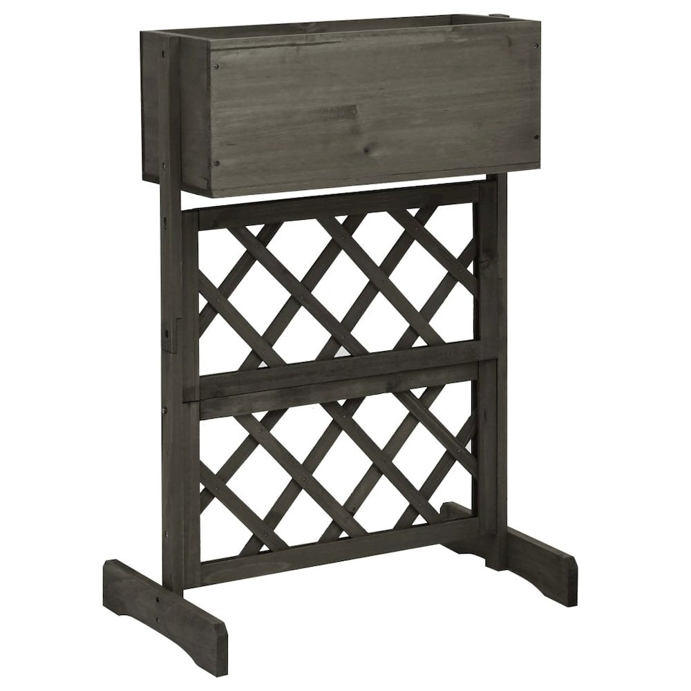 vidaXL Garden Trellis Planter Gray 17.7"x11.8"x29.1" Solid Firwood, 314839