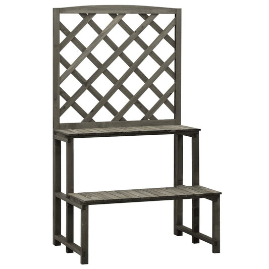 vidaXL Plant Stand with Trellis Gray 27.6"x16.5"x47.2" Solid Firwood, 314843