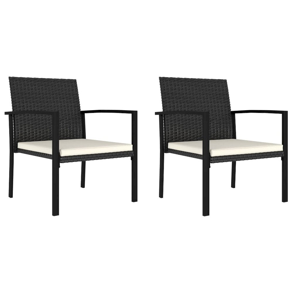 Dining Chair Set of 2 Black and Cream