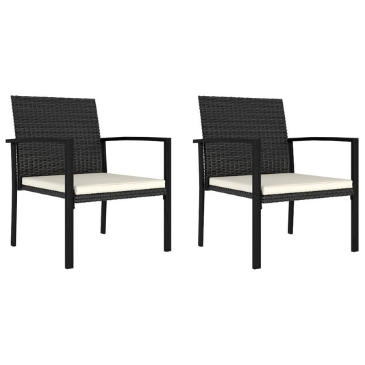 Dining Chair Set of 2 Black and Cream