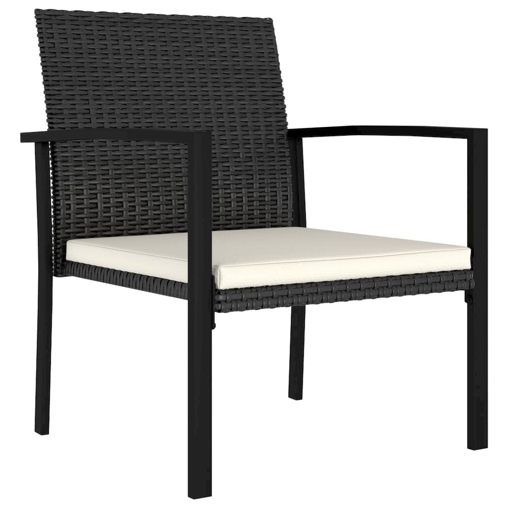 Dining Chair Set of 2 Black and Cream