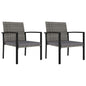 Dining Chair Set of 2 Gray Poly rattan, powder-coated steel, fabric