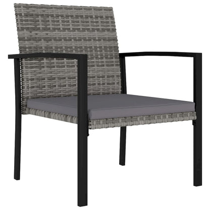Dining Chair Set of 2 Gray Poly rattan, powder-coated steel, fabric