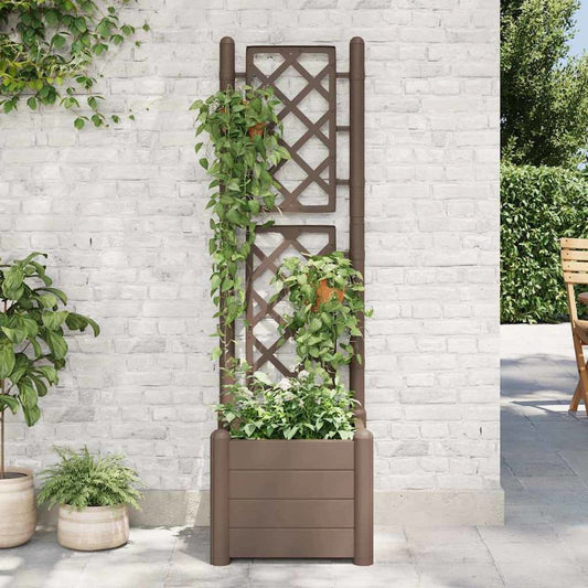 Garden Planter with Trellis 16.9"x16.9"x55.9" PP Mocha