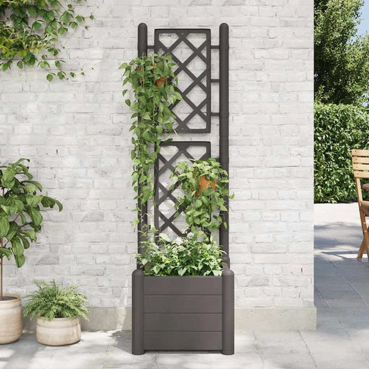 Garden Planter with Trellis 16.9"x16.9"x55.9" PP Anthracite