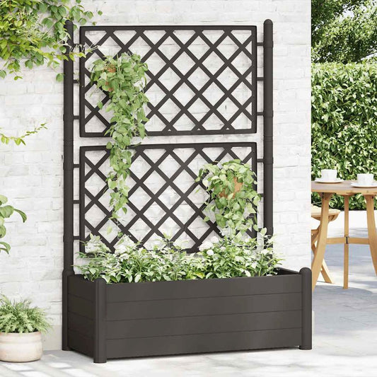 vidaXL Garden Planter with Trellis 39.4"x16.9"x55.9" PP Anthracite