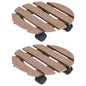 vidaXL Plant Trolleys 2 pcs Brown Ø11.8"x3" WPC