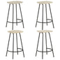 Bar Stool Set of 4 Bleached wood, Black Solid mango wood, Iron