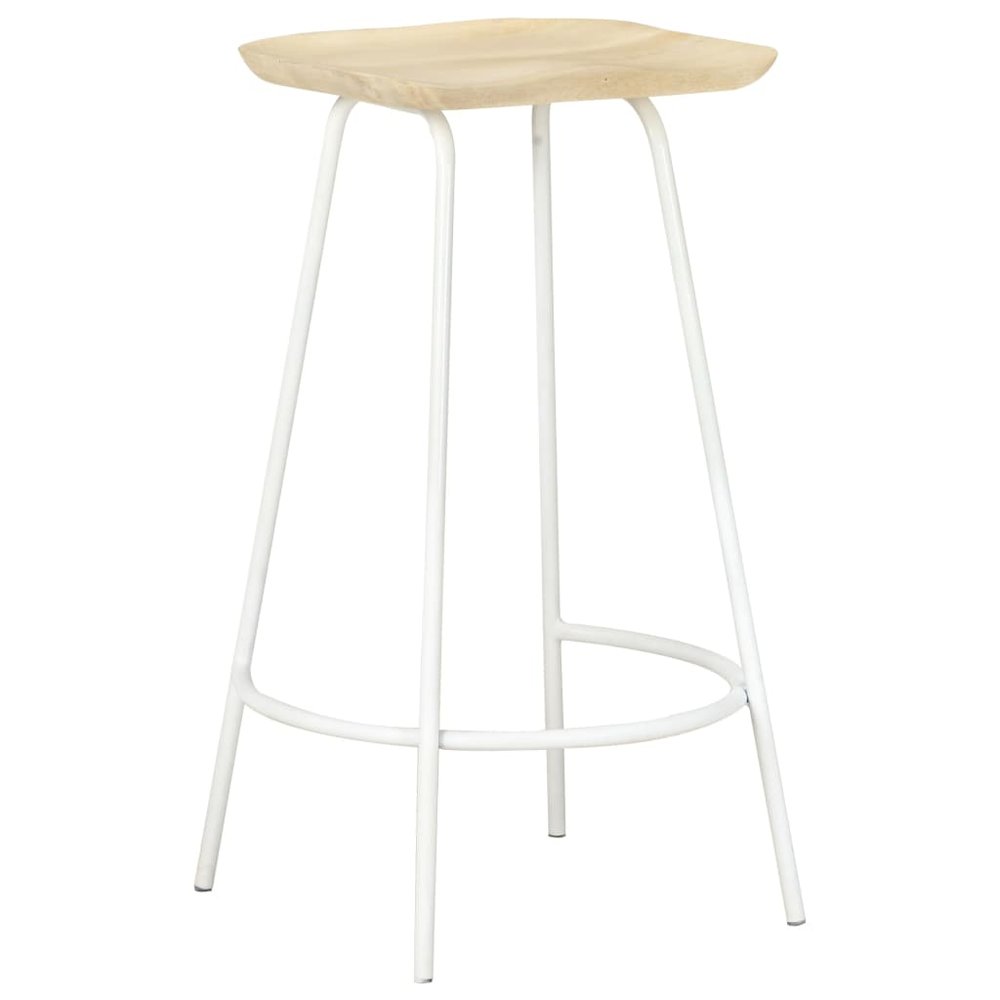 Bar Stool Set of 4 Bleached wood and white