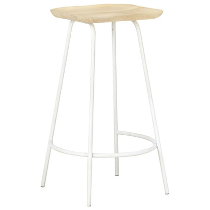 Bar Stool Set of 4 Bleached wood and white