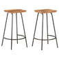 Bar Stool Set of 2 Natural Wood Solid Acacia Wood Standard