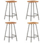 Bar Stool Set of 4 natural wood and black