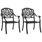 Garden Chair Set of 2 Black Cast Aluminum Standard Durable