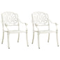 Garden Chair Set of 2 White Cast Aluminum Standard Durable
