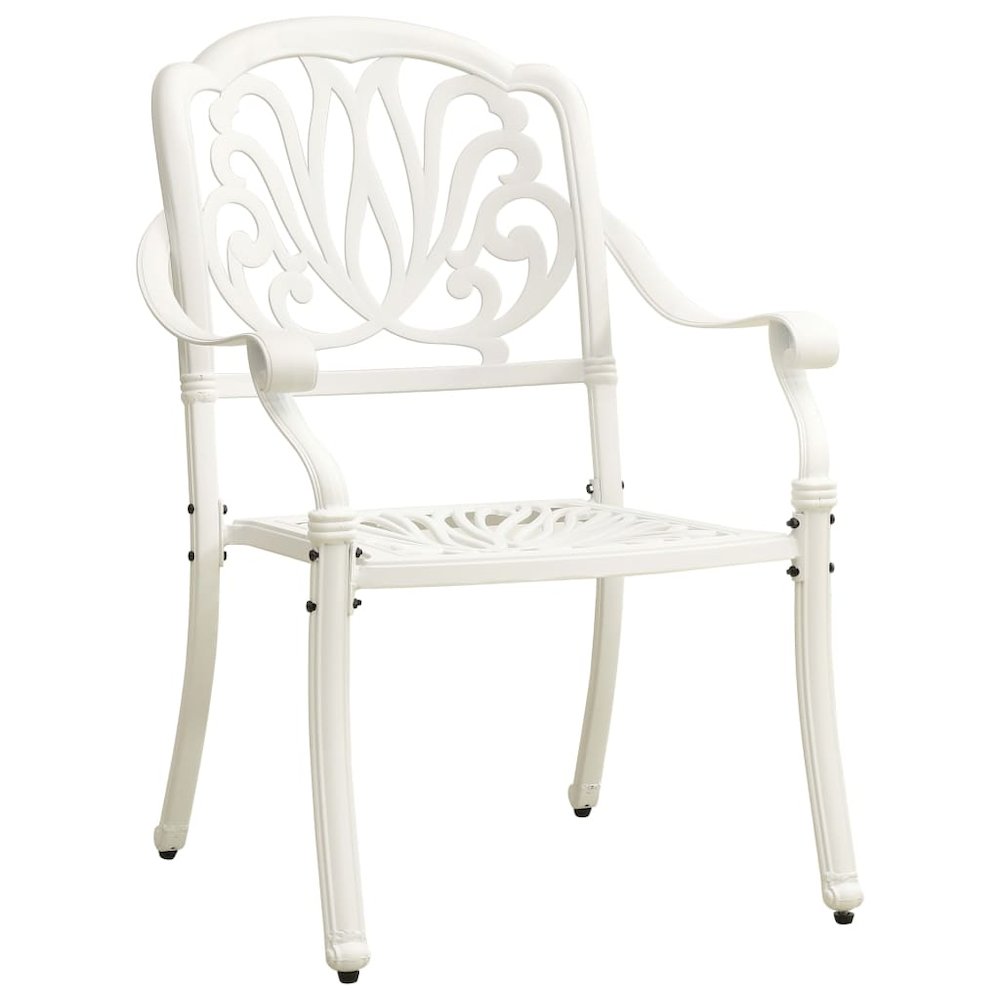 Garden Chair Set of 2 White Cast Aluminum Standard Durable