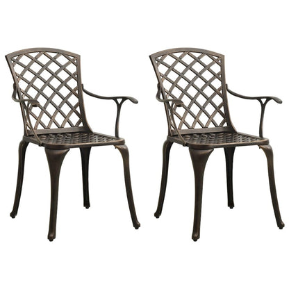 Garden Chair Set of 2 Bronze Cast Aluminum Standard Durable