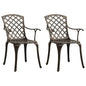 Garden Chair Set of 2 Bronze Cast Aluminum Standard Durable