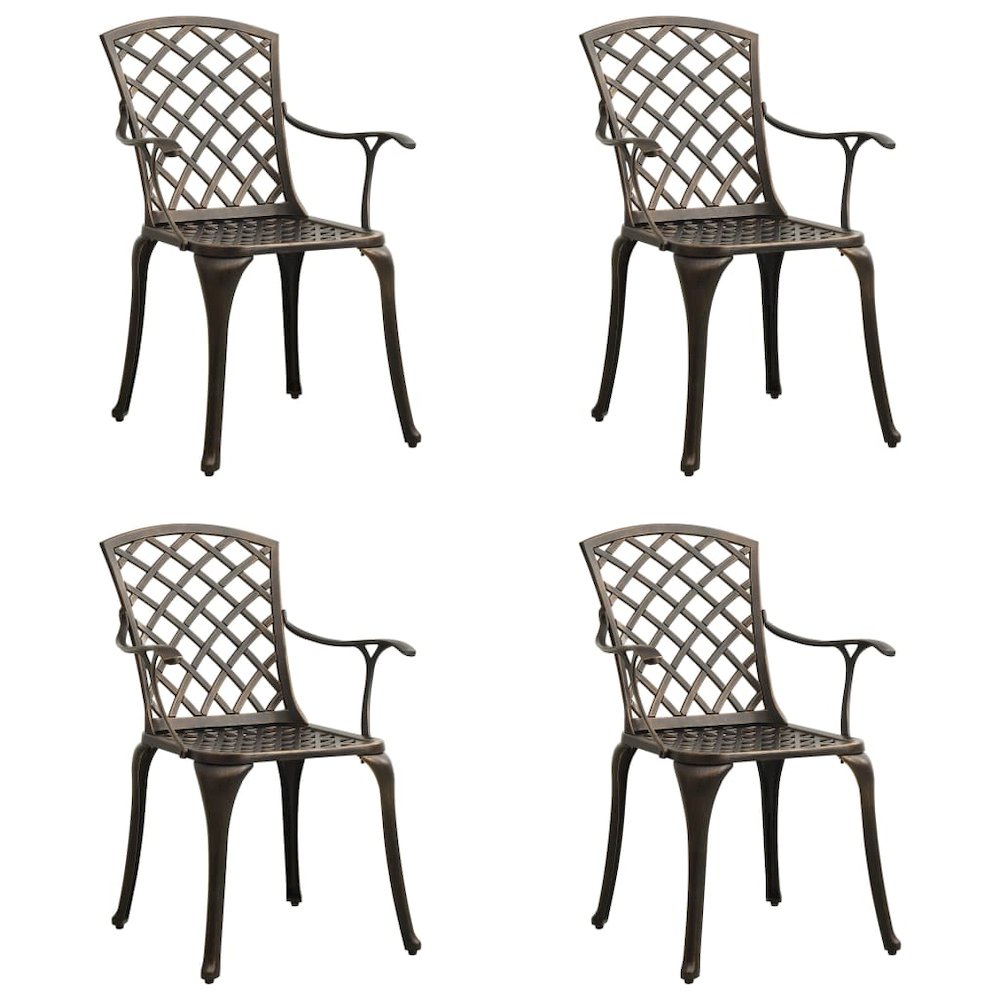 Garden Chair Set of 4 Bronze Cast Aluminum Standard Durable