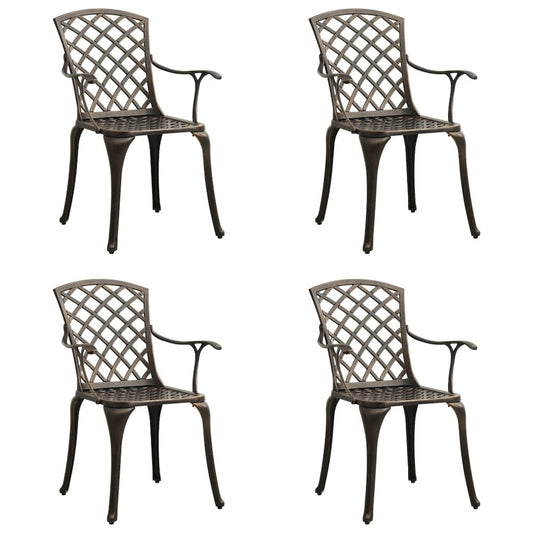 Garden Chair Set of 4 Bronze Cast Aluminum Standard Durable