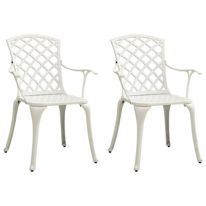 Garden Chair Set of 2 White Cast Aluminum Medium Durable