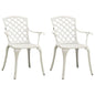 Garden Chair Set of 2 White Cast Aluminum Medium Durable