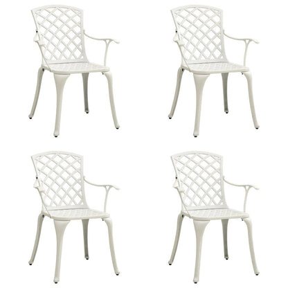 Garden Chair Set of 4 White Cast Aluminum Standard Durable