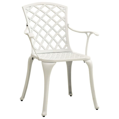 Garden Chair Set of 4 White Cast Aluminum Standard Durable