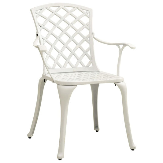 Garden Chair Set of 4 White Cast Aluminum Standard Durable