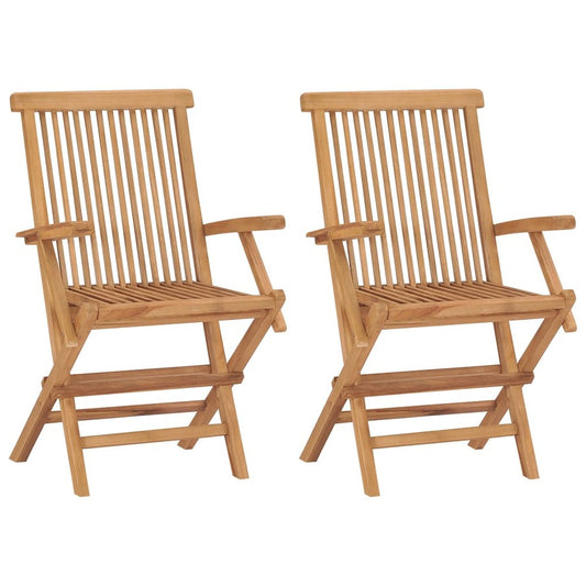 Garden Chair Set of 2 Teak Teak wood Standard Collapsible