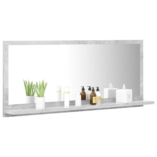 vidaXL Bathroom Mirror Concrete Gray 35.4"x4.1"x14.6" Chipboard, 804584
