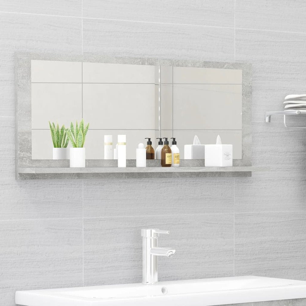 vidaXL Bathroom Mirror Concrete Gray 35.4"x4.1"x14.6" Chipboard, 804584