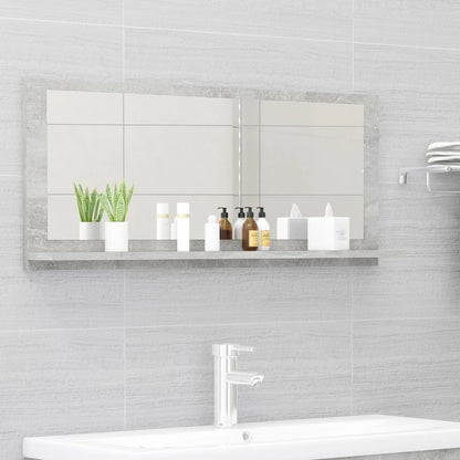 vidaXL Bathroom Mirror Concrete Gray 35.4"x4.1"x14.6" Chipboard, 804584