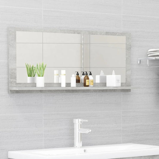 vidaXL Bathroom Mirror Concrete Gray 35.4"x4.1"x14.6" Chipboard, 804584
