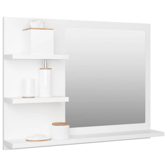 vidaXL Bathroom Mirror White 23.6"x4.1"x17.7" Chipboard, 805006