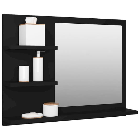 vidaXL Bathroom Mirror Black 23.6"x4.1"x17.7" Chipboard, 805007