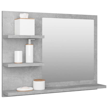 vidaXL Bathroom Mirror Concrete Gray 23.6"x4.1"x17.7" Chipboard, 805010