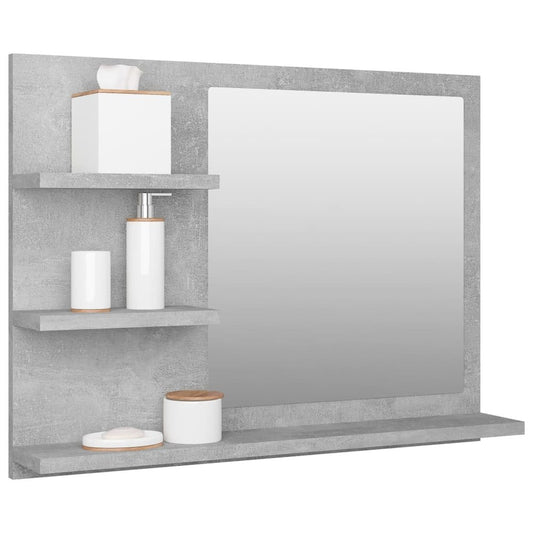 vidaXL Bathroom Mirror Concrete Gray 23.6"x4.1"x17.7" Chipboard, 805010